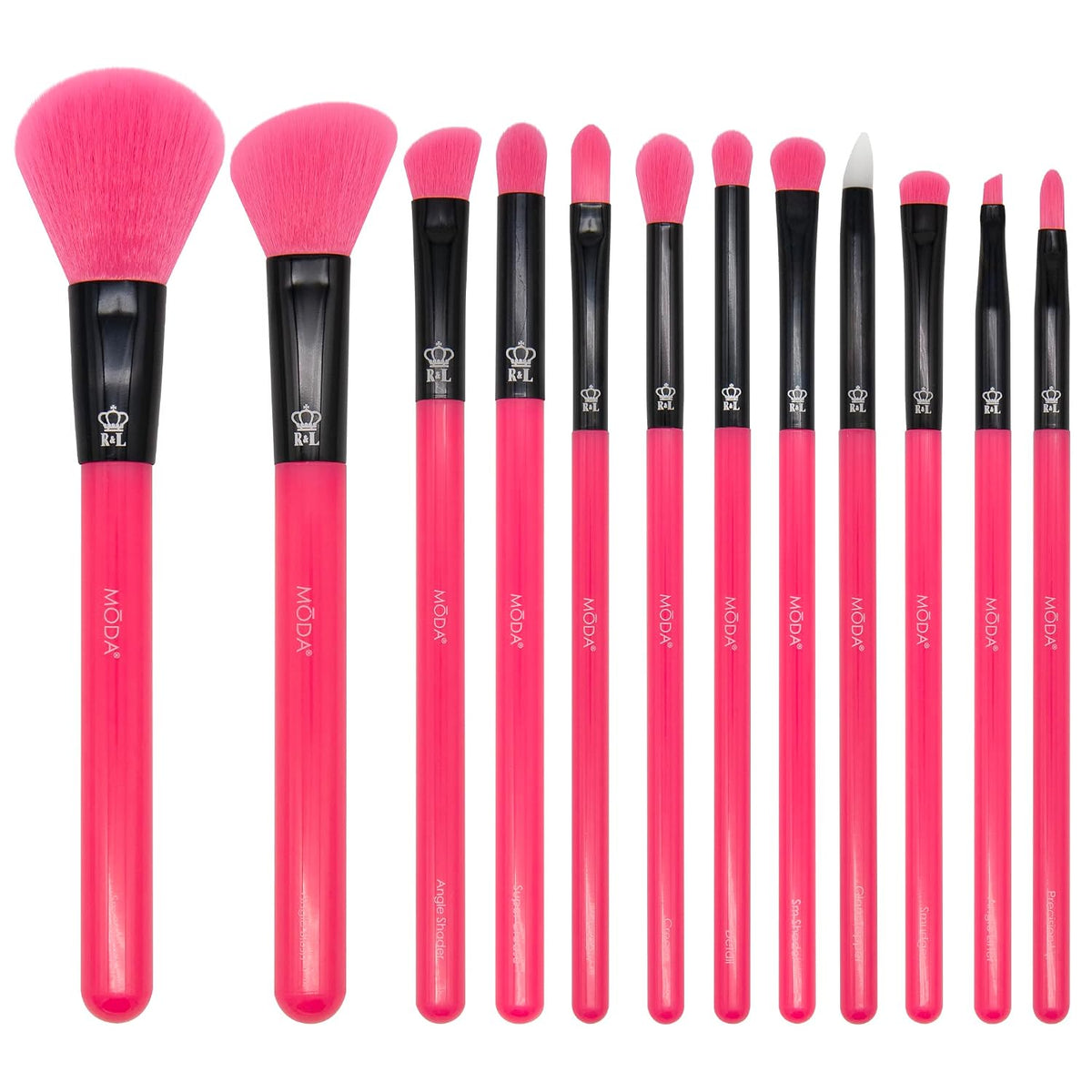 MODA Neon Green Makeup Brush Set, 12pc Colorful Face & Eye Brushes, Vegan