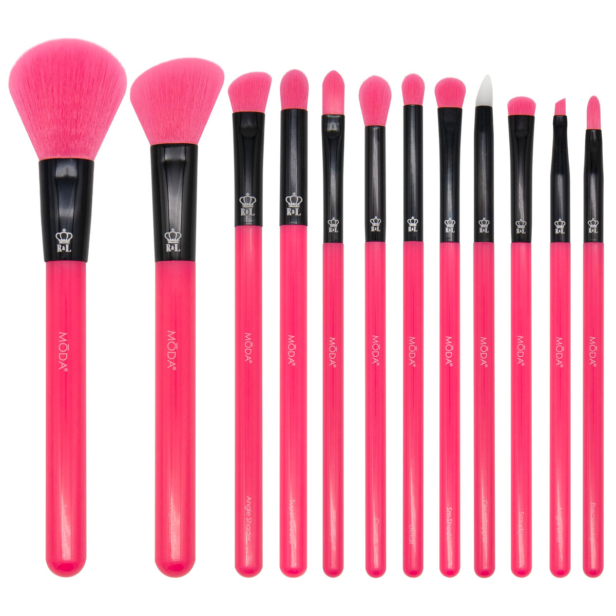 MODA Neon Green Makeup Brush Set, 12pc Colorful Face & Eye Brushes, Vegan