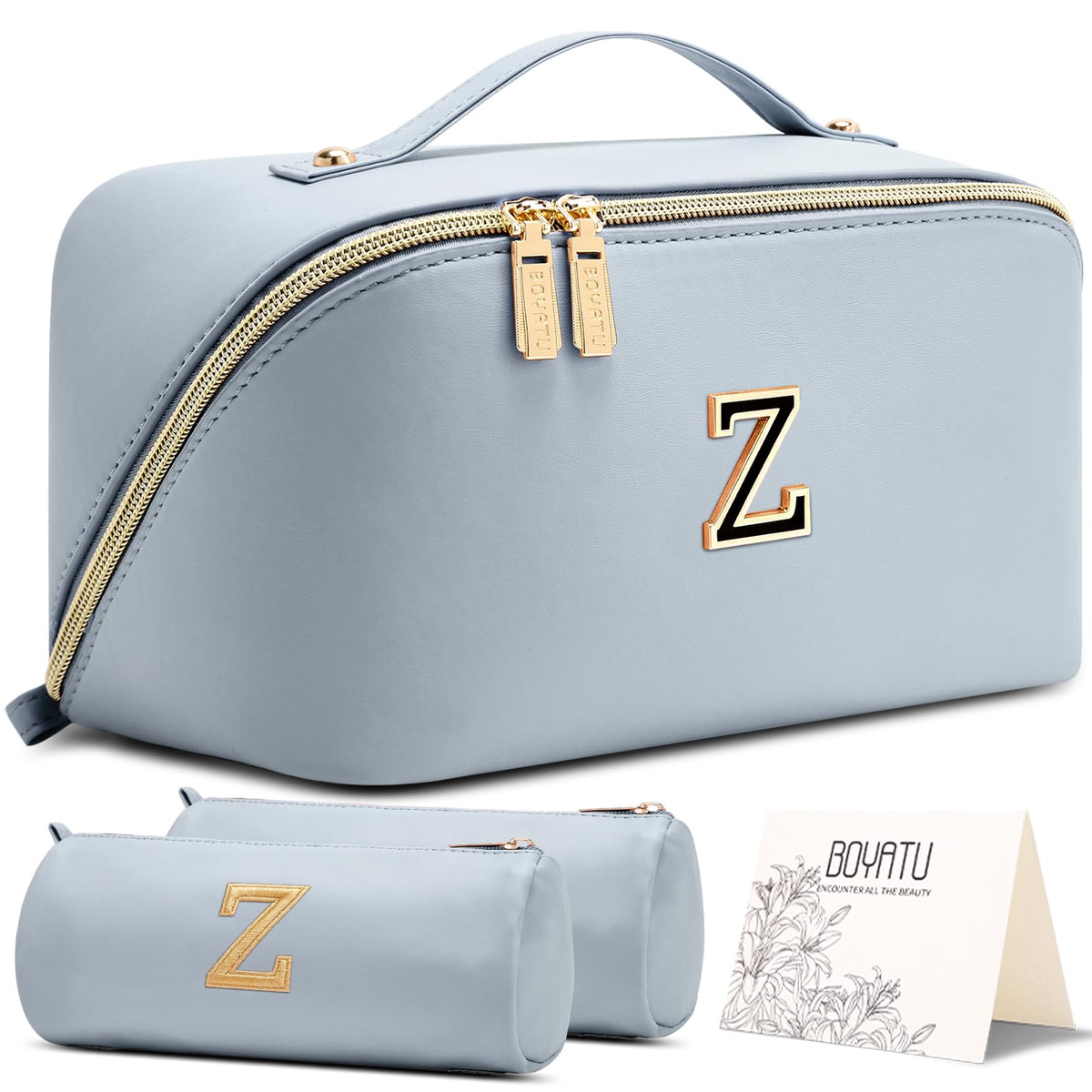 BOYATU Makeup Bag Gift for Women: 3-in-1 Travel Personalized Cosmetic Bag