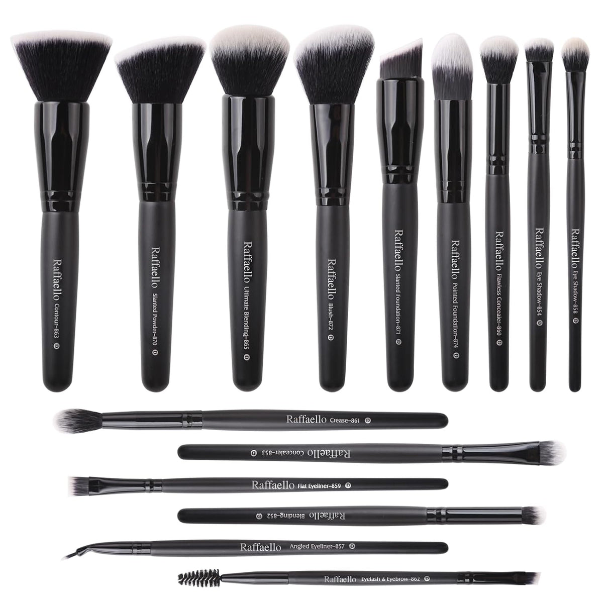 Raffaello Makeup Brushes 15Pcs Makeup Brush Set Premium Synthetic Bristles