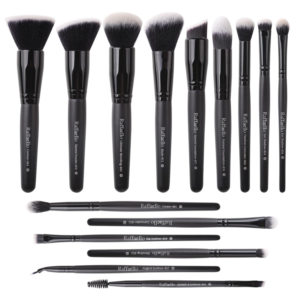 Raffaello Makeup Brushes 15Pcs Makeup Brush Set Premium Synthetic Bristles
