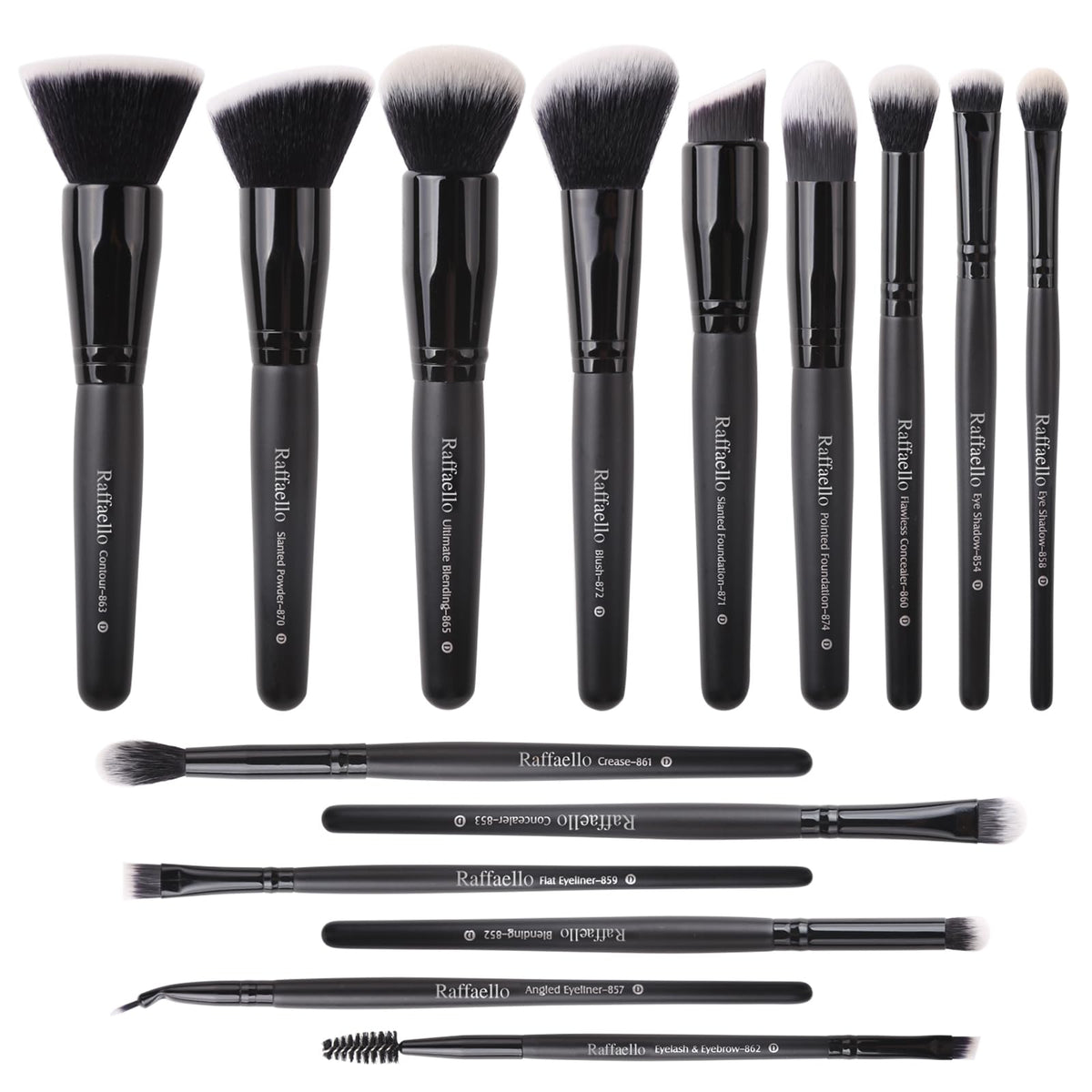 Raffaello Makeup Brushes 15Pcs Makeup Brush Set Premium Synthetic Bristles