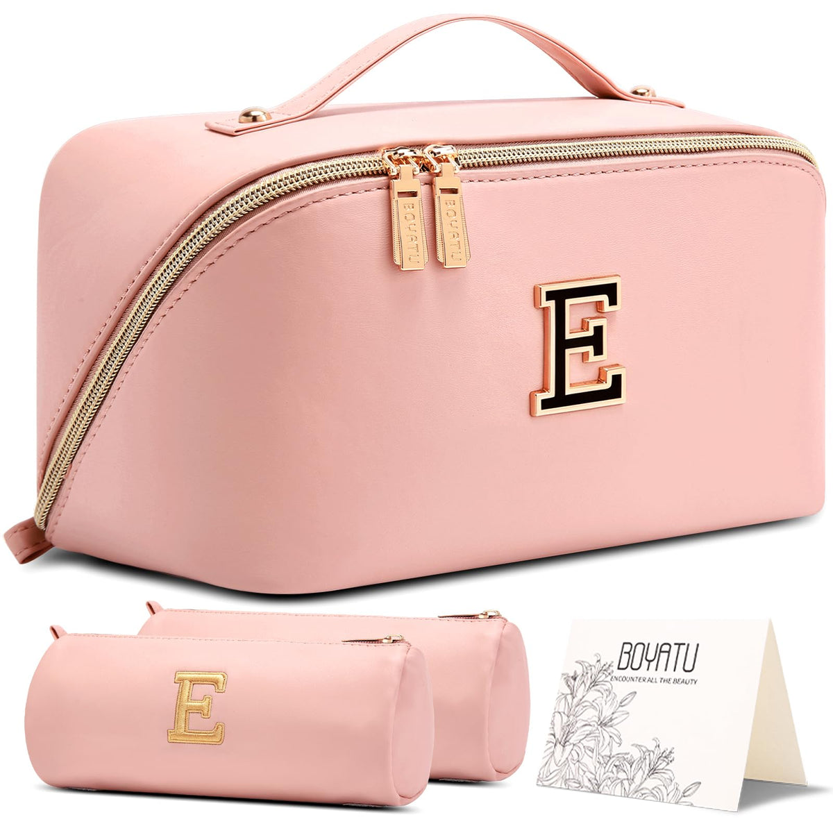 BOYATU Makeup Bag Gift for Women: 3-in-1 Travel Personalized Cosmetic Bag
