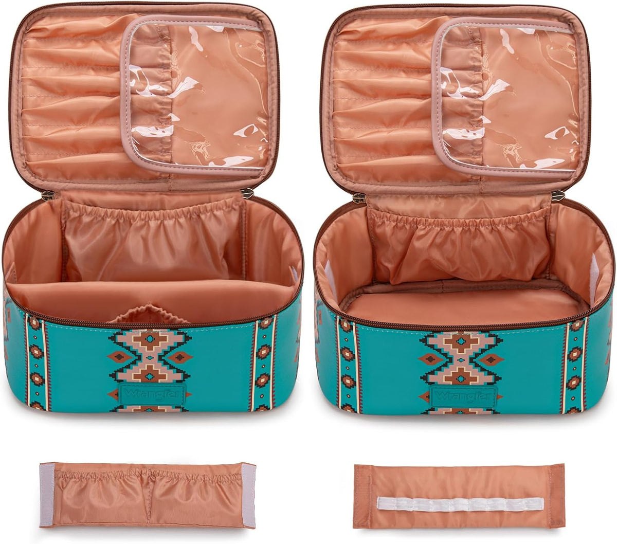 Wrangler Travel Makeup Bag 2pcs Set Cosmetic Bag with Makeup Brush Holder