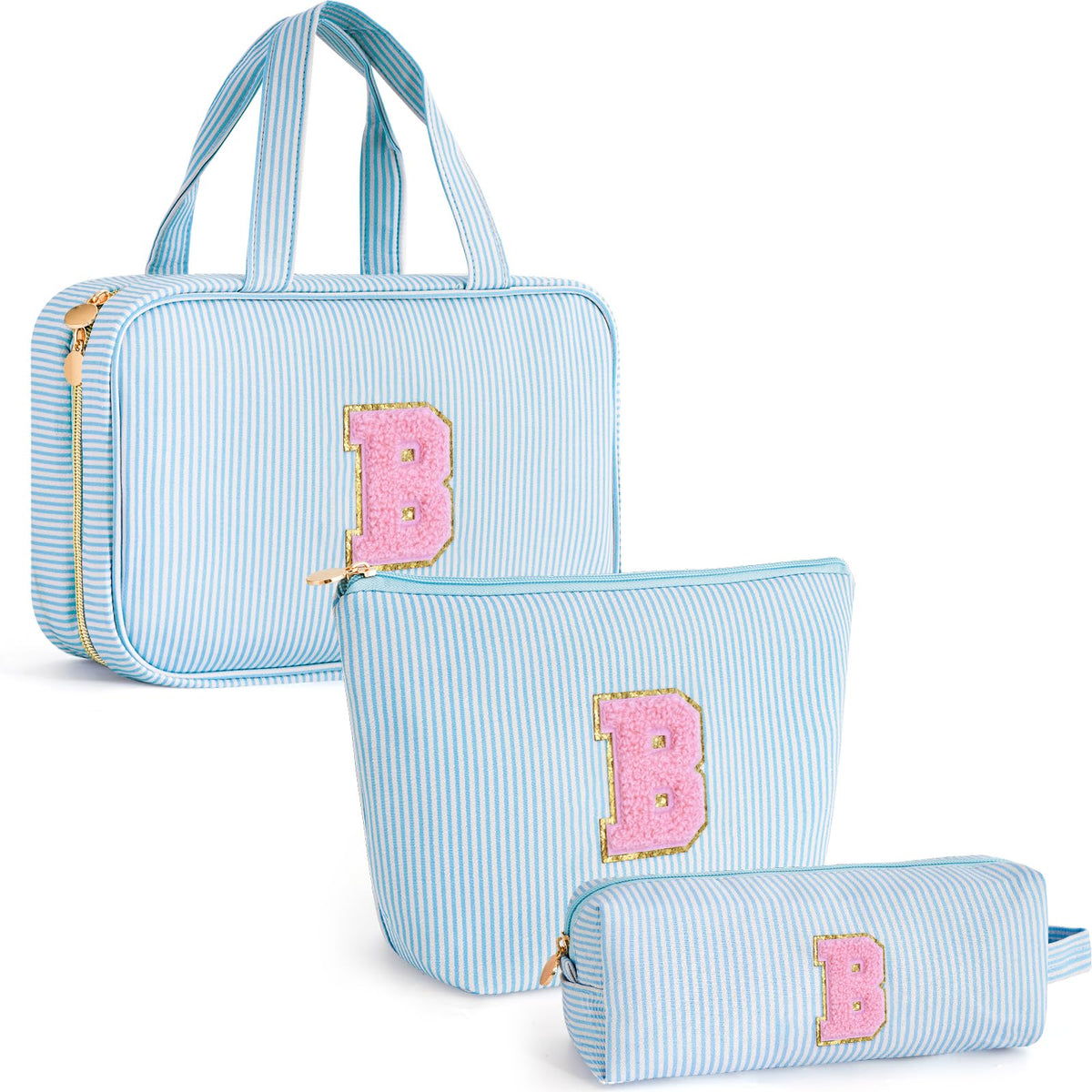 Gifts for Teen Girls Women - Personalized Toiletry Bag Initial Makeup Bag | Travel Cosmetic Bag | 8 9 10 11 12 13 14 15 16 Years Old Girl Gift Trendy Stuff - Blue A