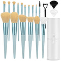 LUXBRU Makeup Brushes With Case 20PCs Professional Makeup Brush Set, Foundation Powder Eyeshadow Brush Set Eyebrow Concealer Contour Travel Brushes Kit with Holder & 2 Powder Puff-White