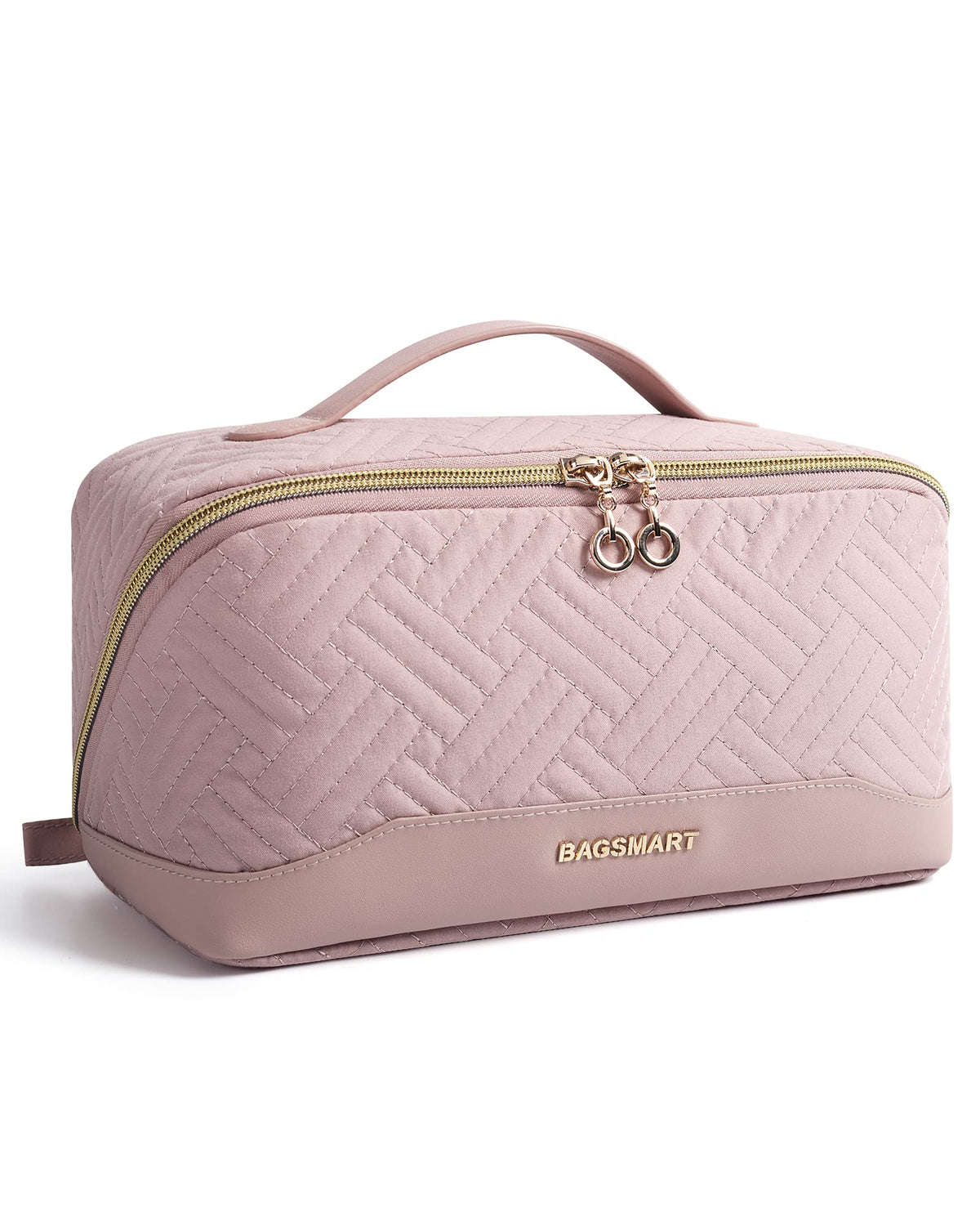 BAGSMART Puffy Travel Makeup Bag Toiletry Bag for Women, Black