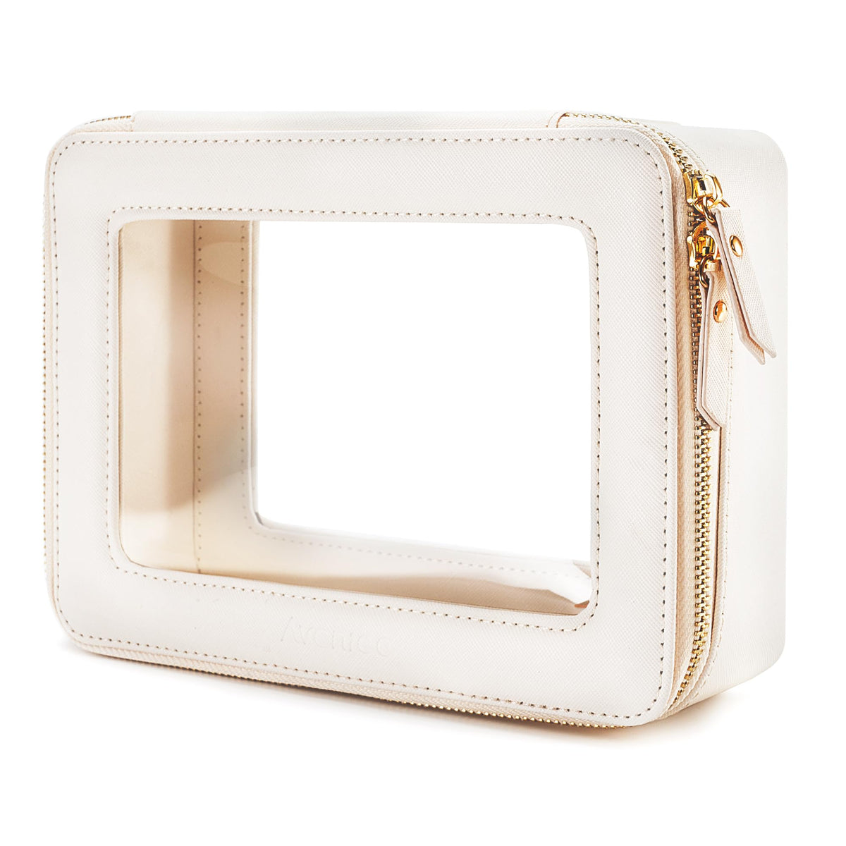 Aveniee Clear Makeup Bag Organizer, Travel Toiletry Bag Cosmetic Case for Women, Make Up Skincare Pouch Car Organizer Bag with Zippers for Essentials,White,Medium Classic
