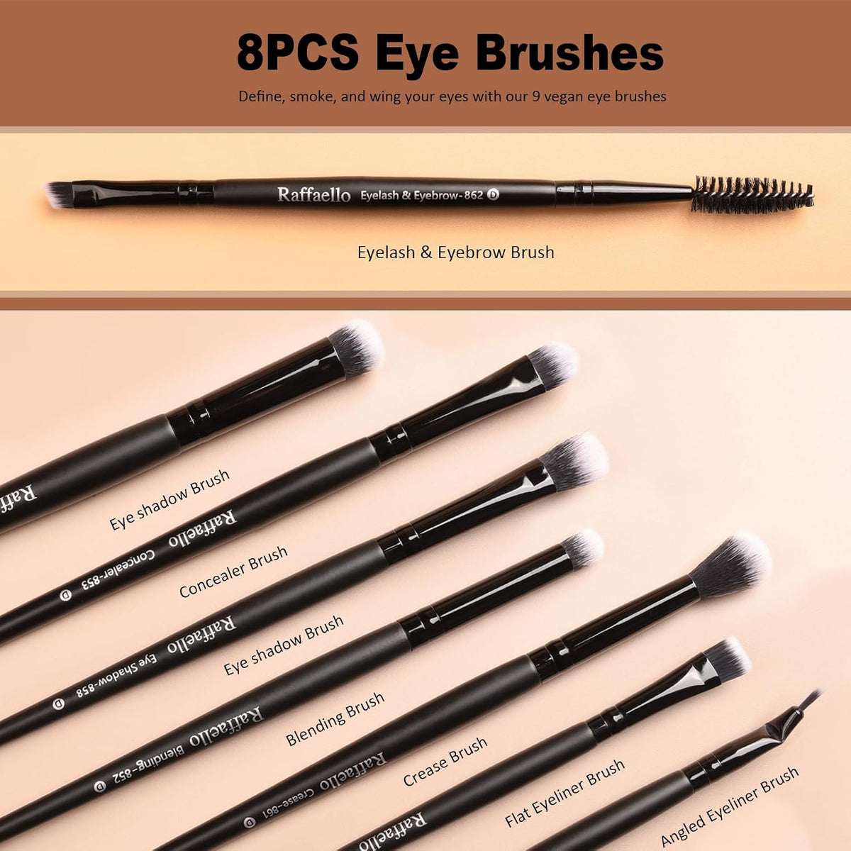Raffaello Makeup Brushes 15Pcs Makeup Brush Set Premium Synthetic Bristles