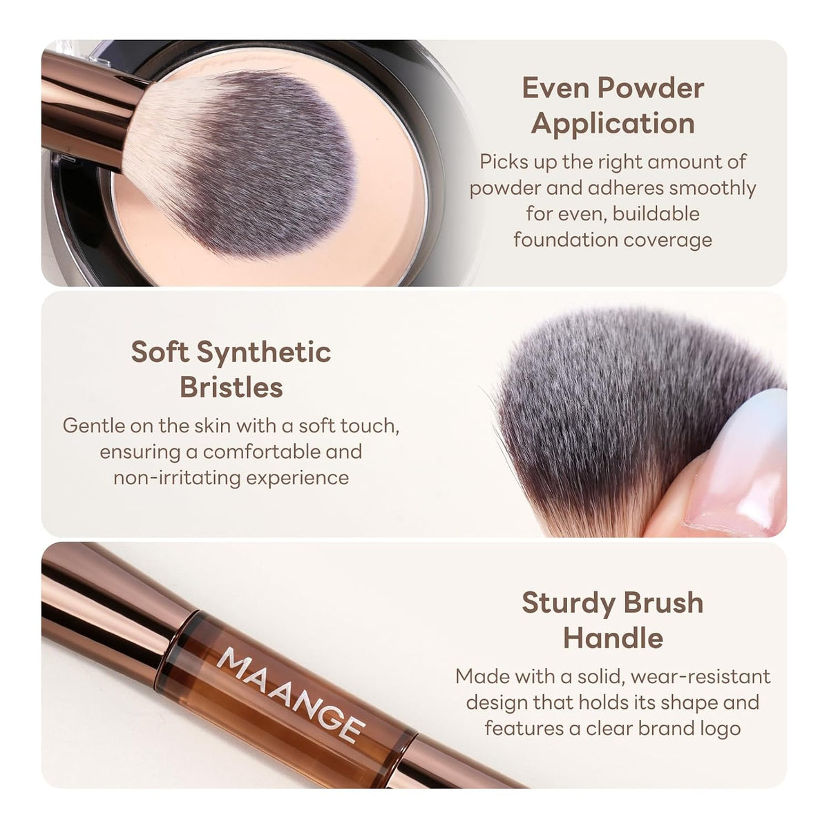 MAANGE 6 Pcs Makeup Brush Set Travel Double-Ended Makeup Brushes for Foundation Powder Concealer Blush Blending Eyeshadow Brushes-Coffee