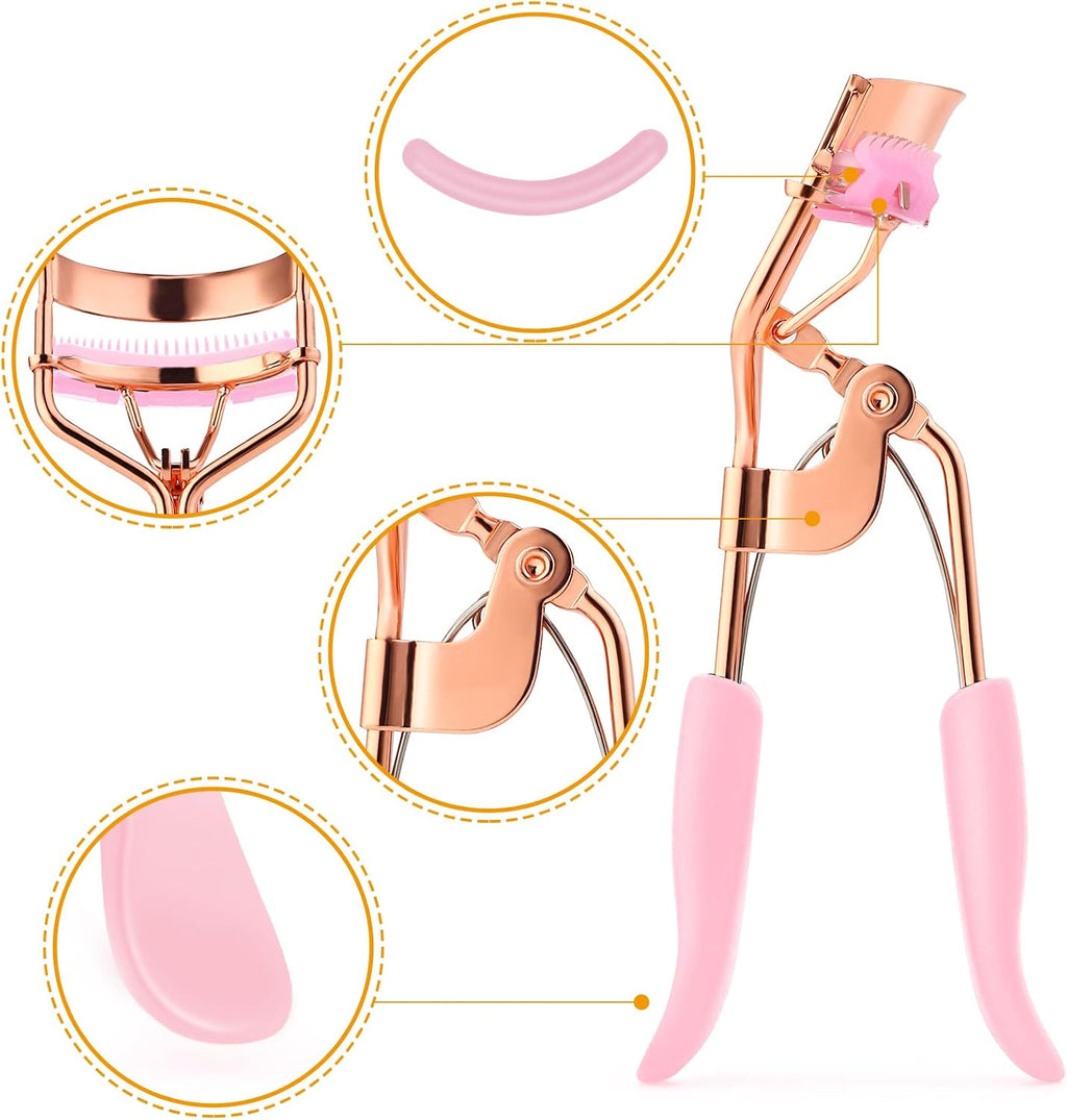 WLLHYF 10 Replacement Eyelash Curler Kit, Eye Lashes Curler (Pink)