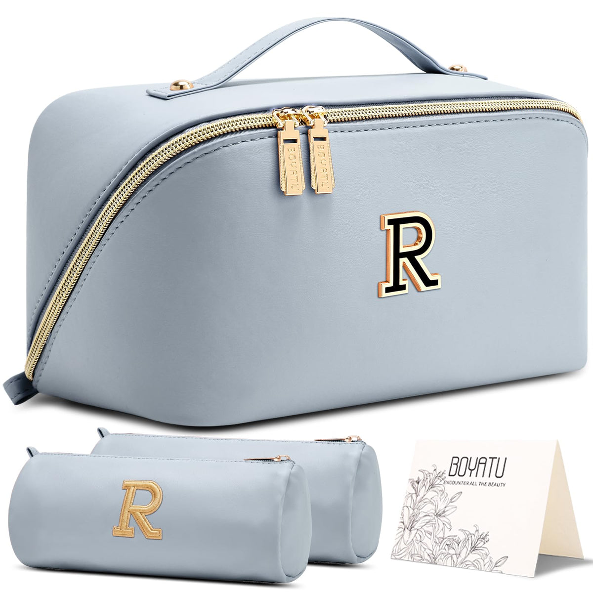 BOYATU Makeup Bag Gift for Women: 3-in-1 Travel Personalized Cosmetic Bag