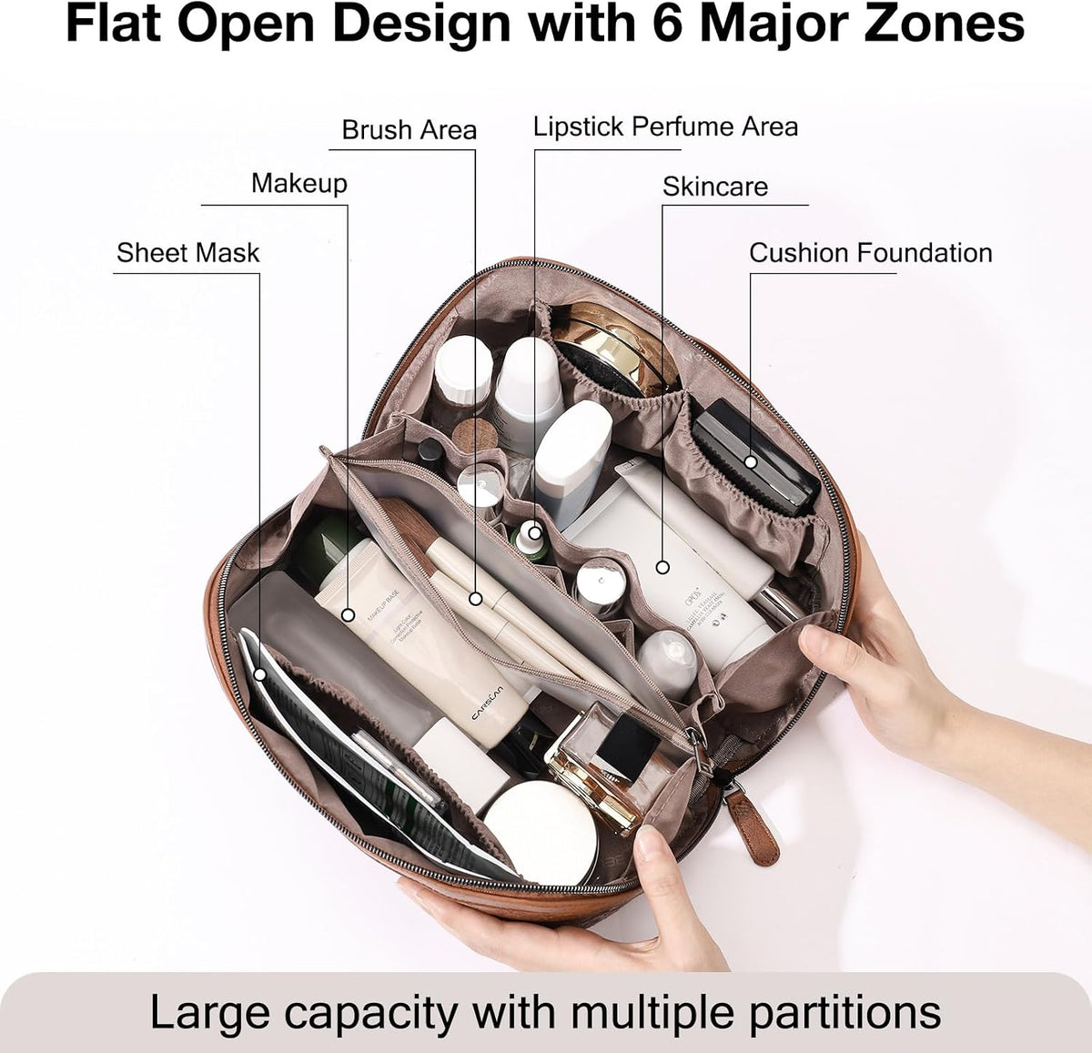 BELTANA Travel Makeup Bag for Women, Butterfly Flat Open Cosmetic Bag