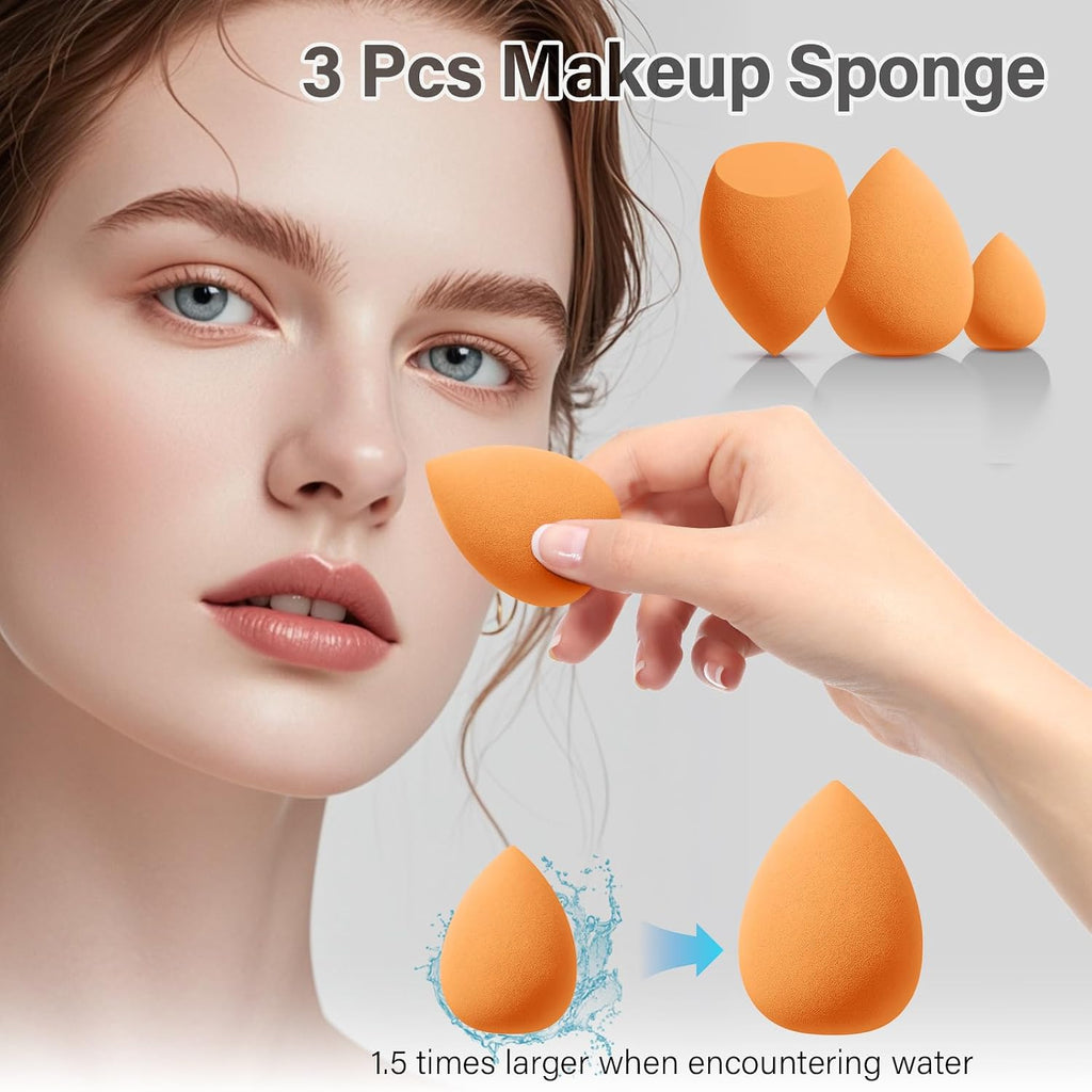 Makeup Brushes Set, Mlemle Professional 26 Pcs Makeup Kit, Include Powder Blush Concealers Foundation Eye shadows 21 Pcs Makeup Brushes and 2 Powder Puff, 3 Makeup Sponge(A04)
