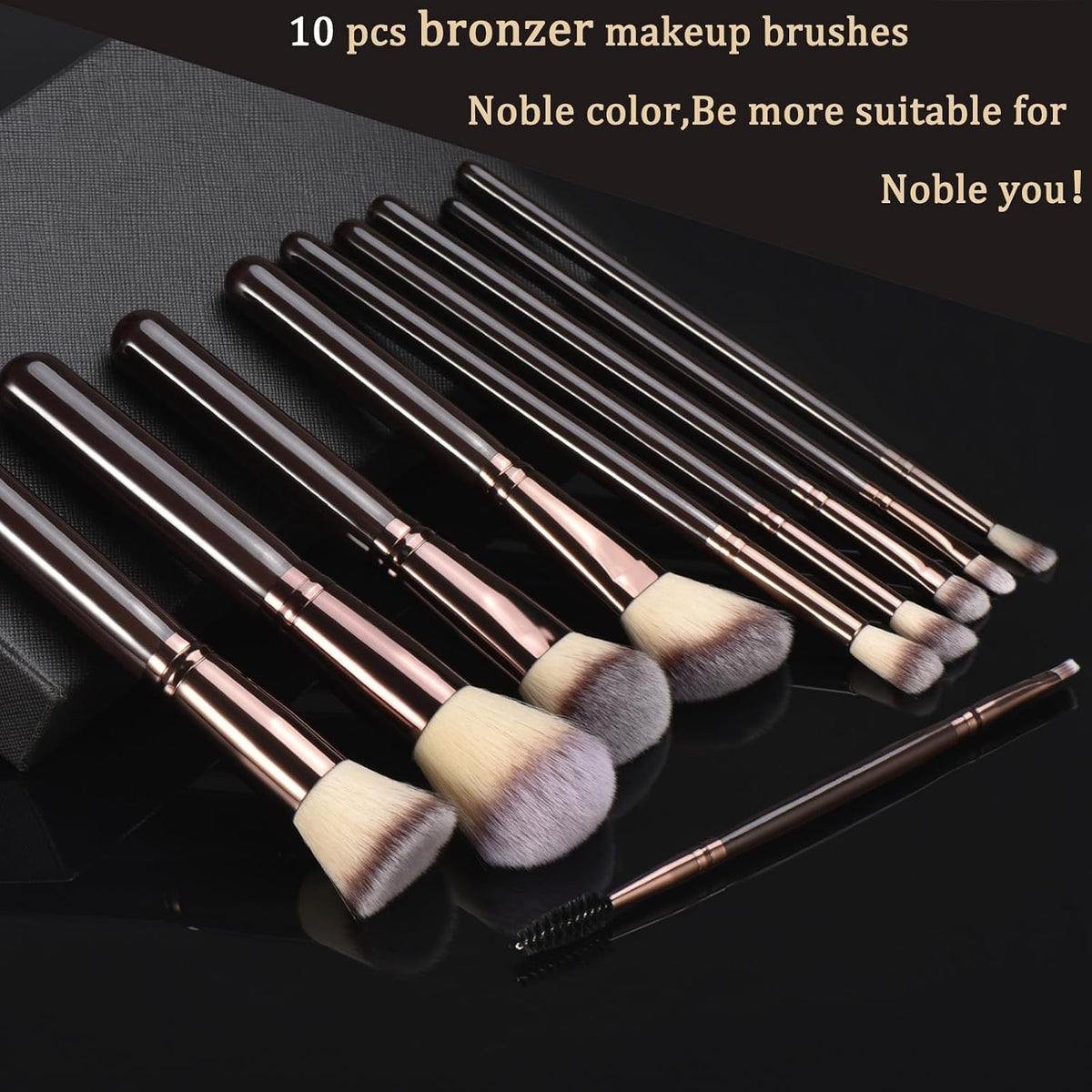 10 Piece Black brown Makeup Brushes and 10 Piece Makeup Sponge – Wooden Handle,with Soft Synthetic Bristles,|Professional Makeup Brushes set for Women & Girls|