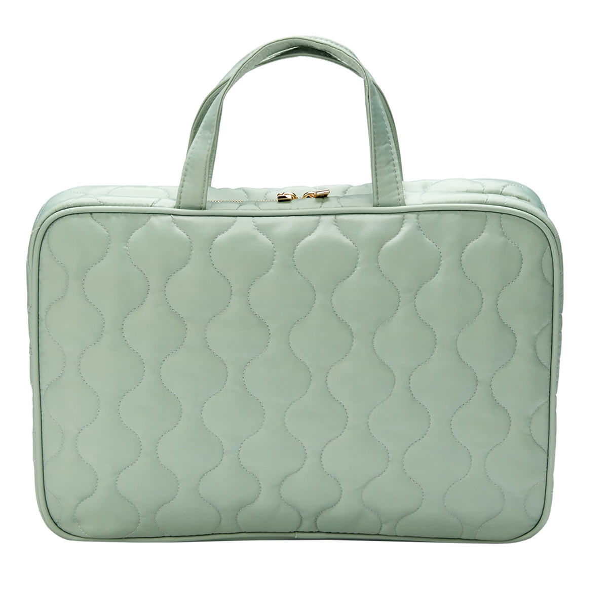 CONAIR Travel Toiletry Bag with Handles, Travel Makeup Bag, 2 Clear Zippered Compartments, 2 Flat-Zip Pockets and Removable Clear Plastic Pencil Case, Easy to Clean, 1 Count, Sage Green