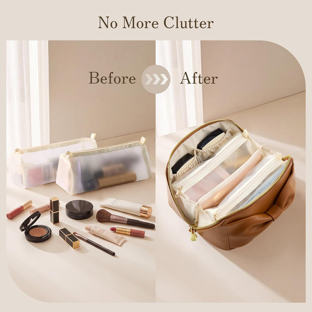 SHOWKOO Cosmetic Bag for Women, WideOpen Travel Makeup Bag with Compartment