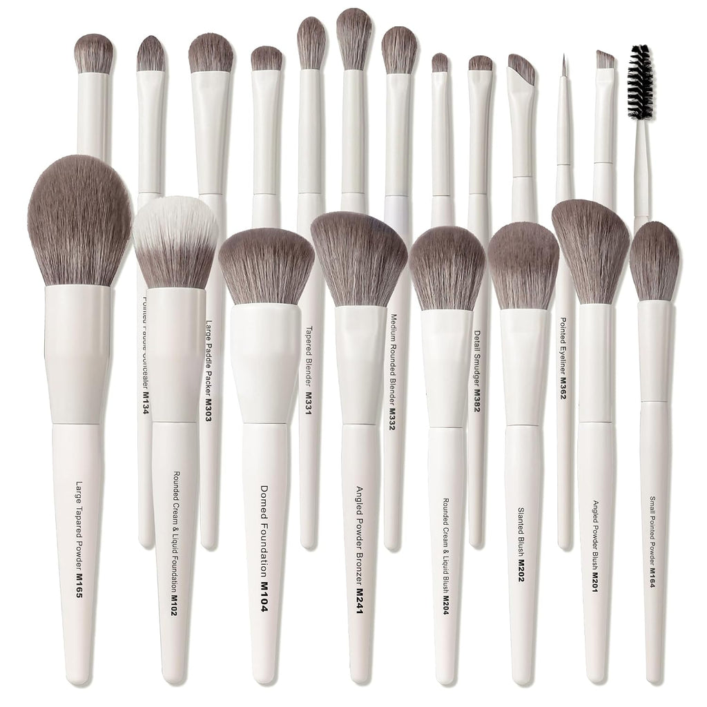 Makeup Brushes 20Pcs Pro Face & Eye Makeup Brush Set Labeled,White