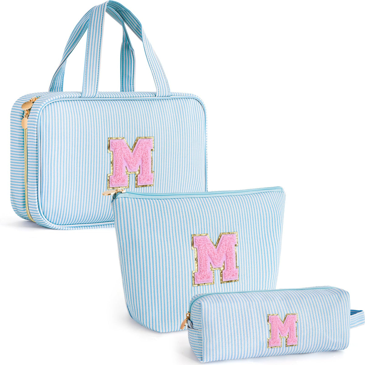 Gifts for Teen Girls Women - Personalized Toiletry Bag Initial Makeup Bag | Travel Cosmetic Bag | 8 9 10 11 12 13 14 15 16 Years Old Girl Gift Trendy Stuff - Blue A