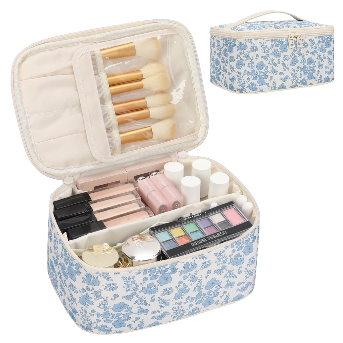 OCHEAL Makeup Bag, Portable Cosmetic Bag Black Make up Case Toiletry Bag