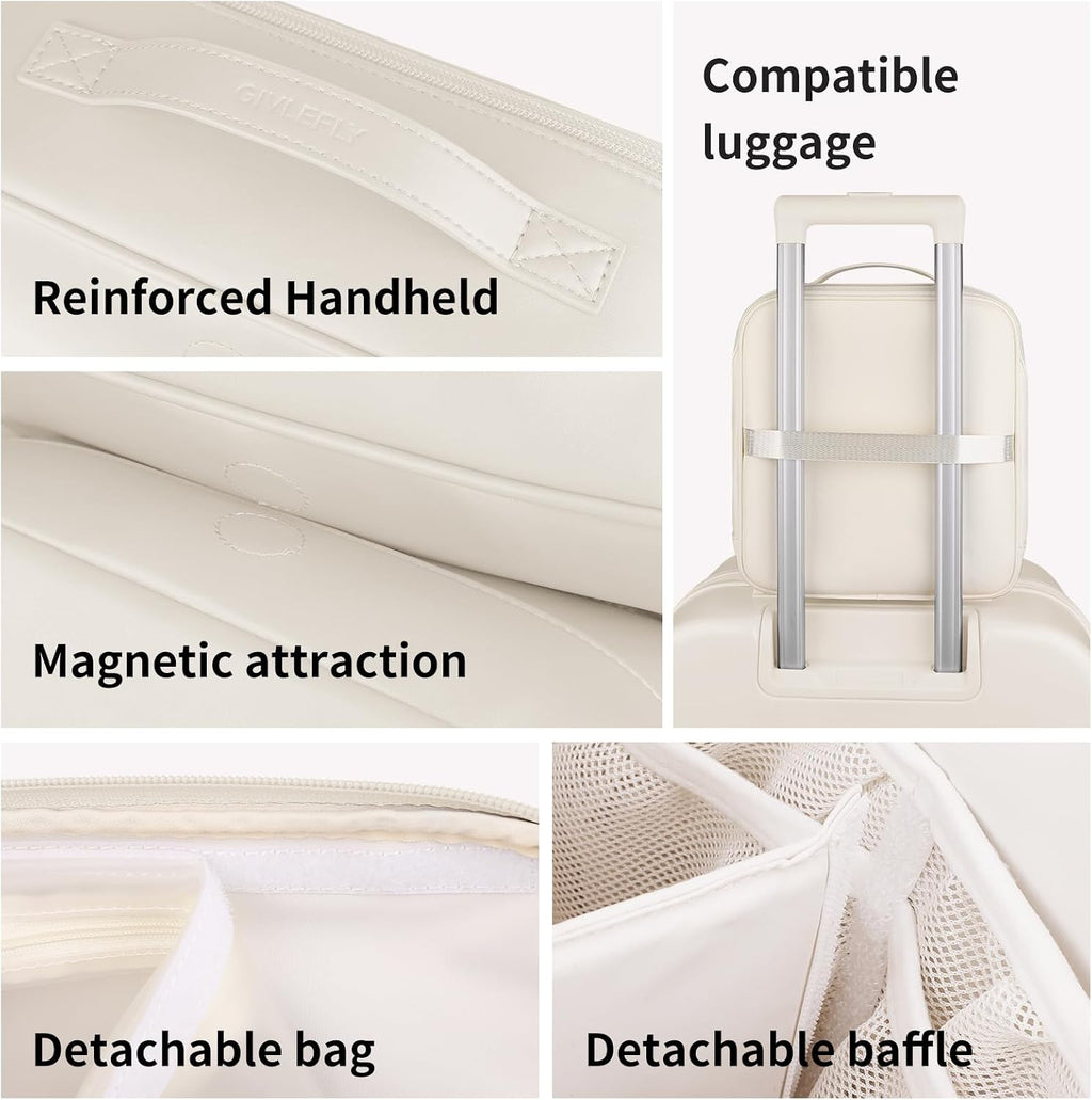 GIVLEFLY Standing Makeup Bag for Women, Large Travel Cosmetic Organizer