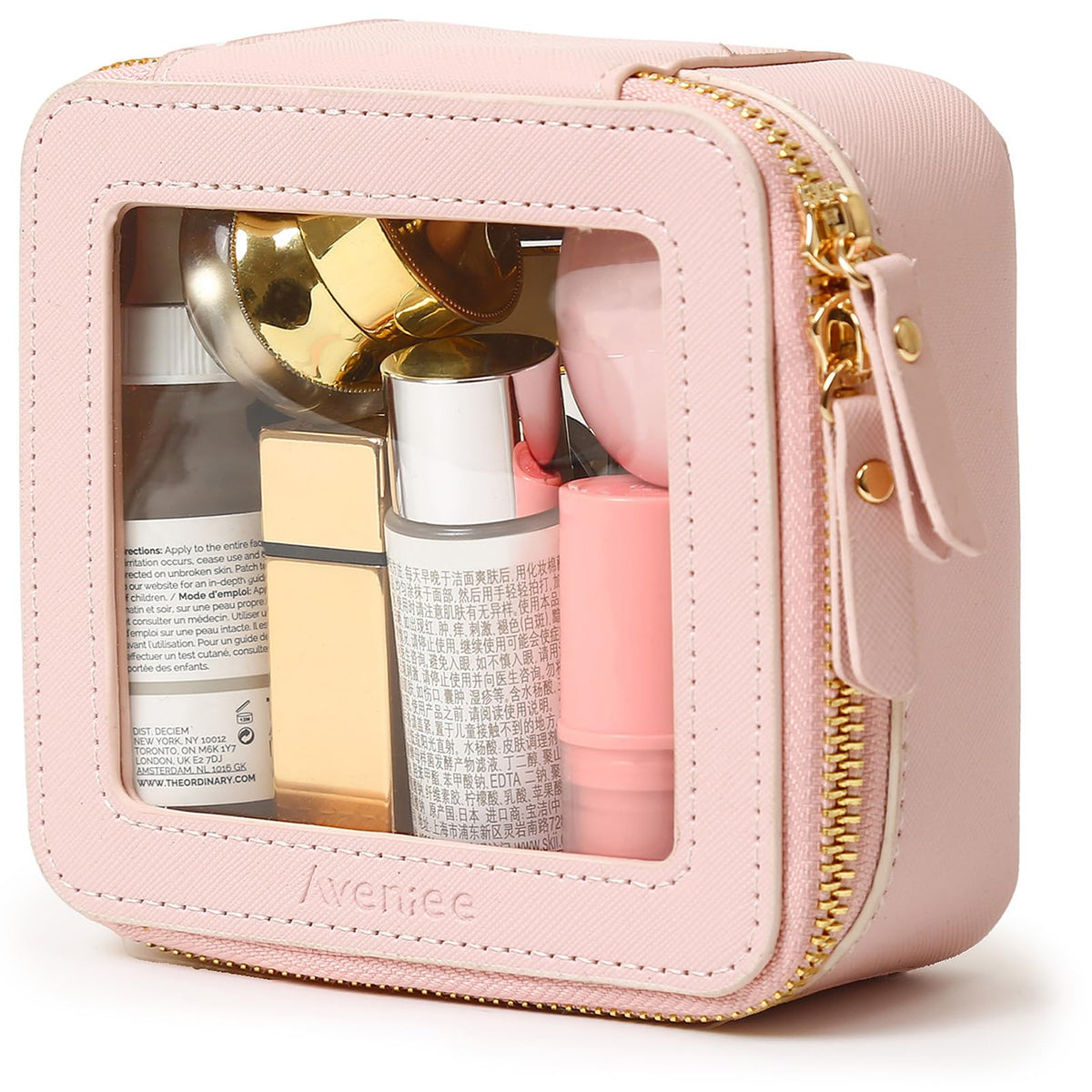Aveniee Clear Makeup Bag Organizer, Travel Toiletry Bag Cosmetic Case for Women, Make Up Skincare Pouch Car Organizer Bag with Zippers for Essentials,White,Medium Classic