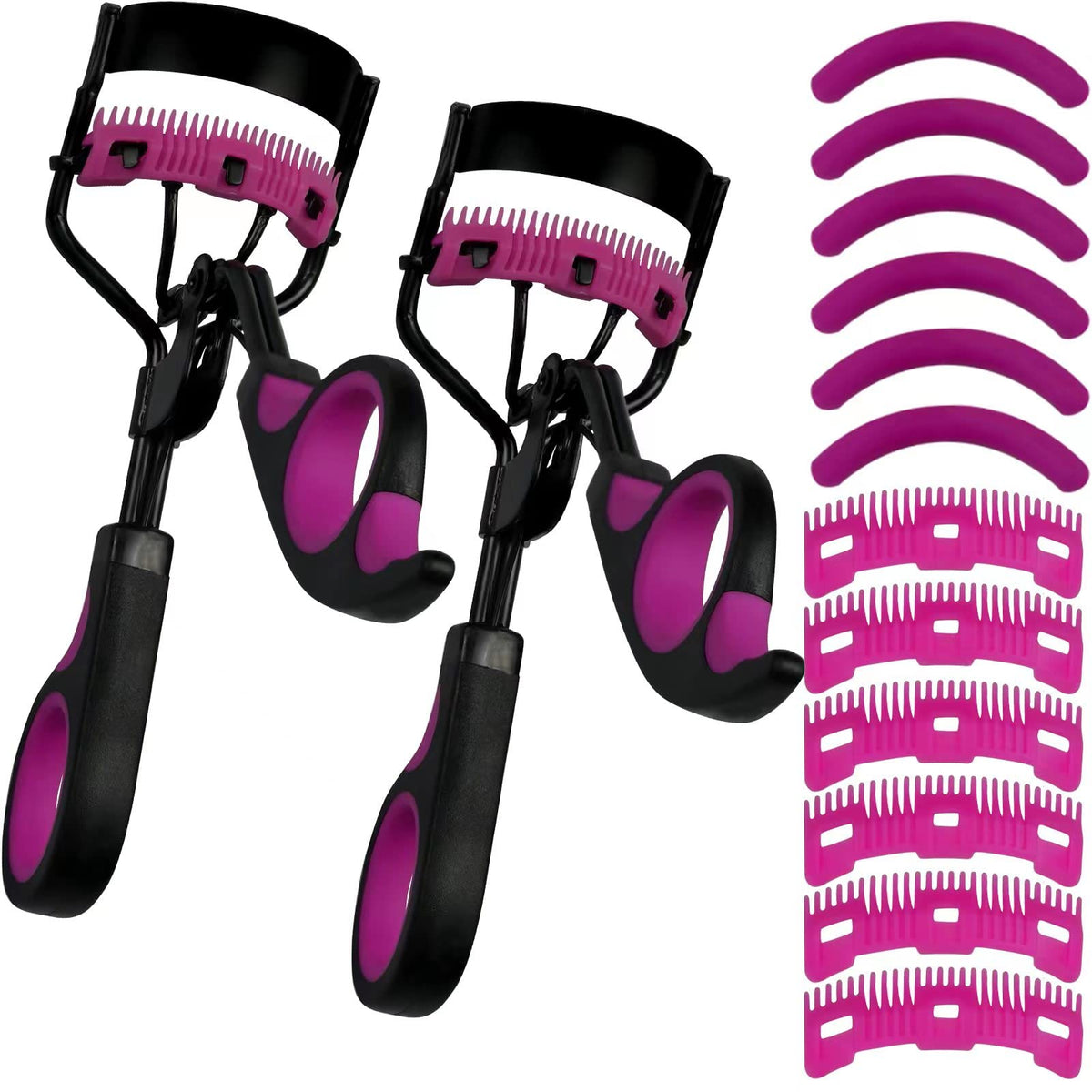 Eyelash Curlers with Comb IMMER LIEBEN Lash Curler with 5 Replacement Refills, 3 Combs, 10 Seconds Curl and Lifted Lashes Black and Purple