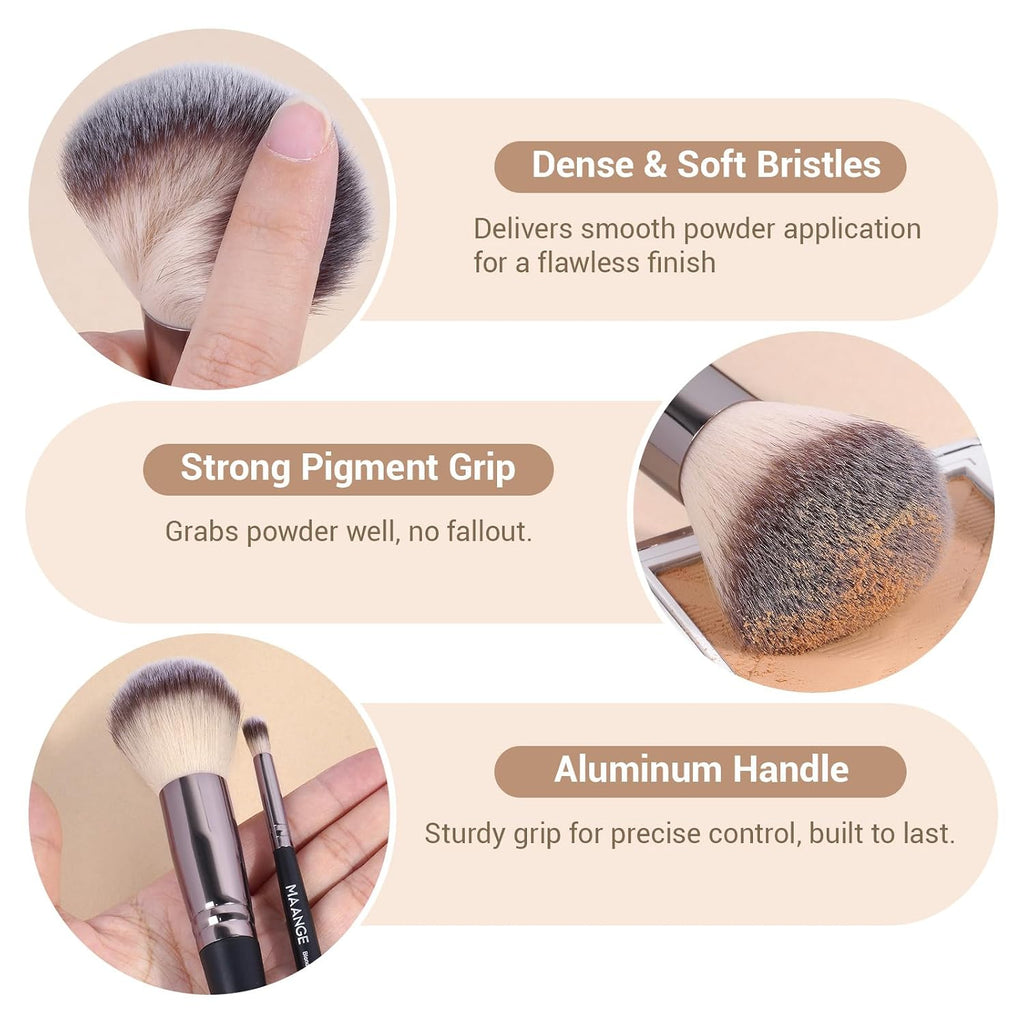 MAANGE 30Pcs Professional Makeup Brush Set with Case – Premium Synthetic Brushes for Foundation, Powder, Blush, Eyeshadow & Blending,Black Coffee
