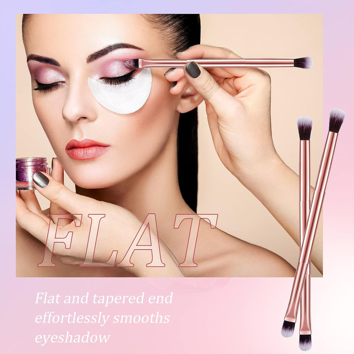 24 Pcs Eyeshadow Smudge Brush, 2 in 1 Double Ended Brush, Rose Gold