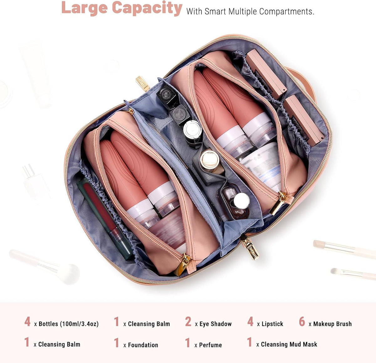 BOYATU Makeup Bag Gift for Women: 3-in-1 Travel Personalized Cosmetic Bag