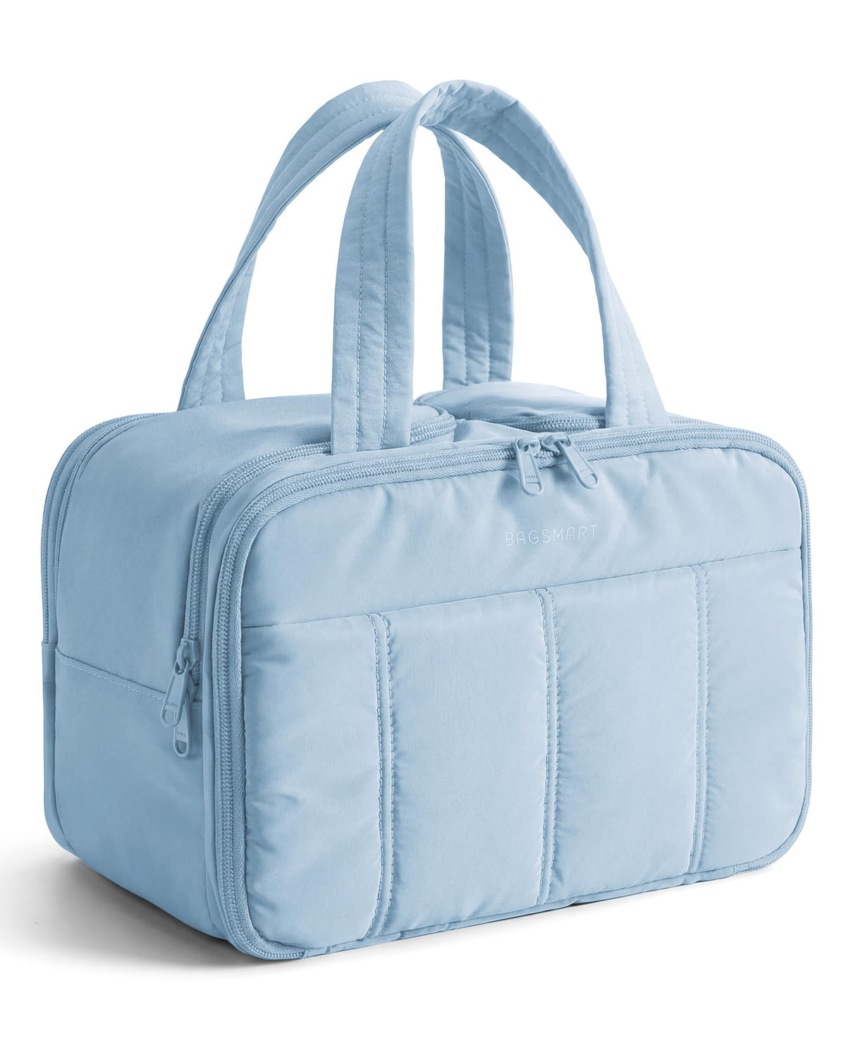 BAGSMART Travel Toiletry Bag, Puffy Large Toiletry Bag for Women, Lightweight Cosmetic Makeup Bag Organizer with Handle for Traveling, Accessories, Essentials, Toiletries (Green)