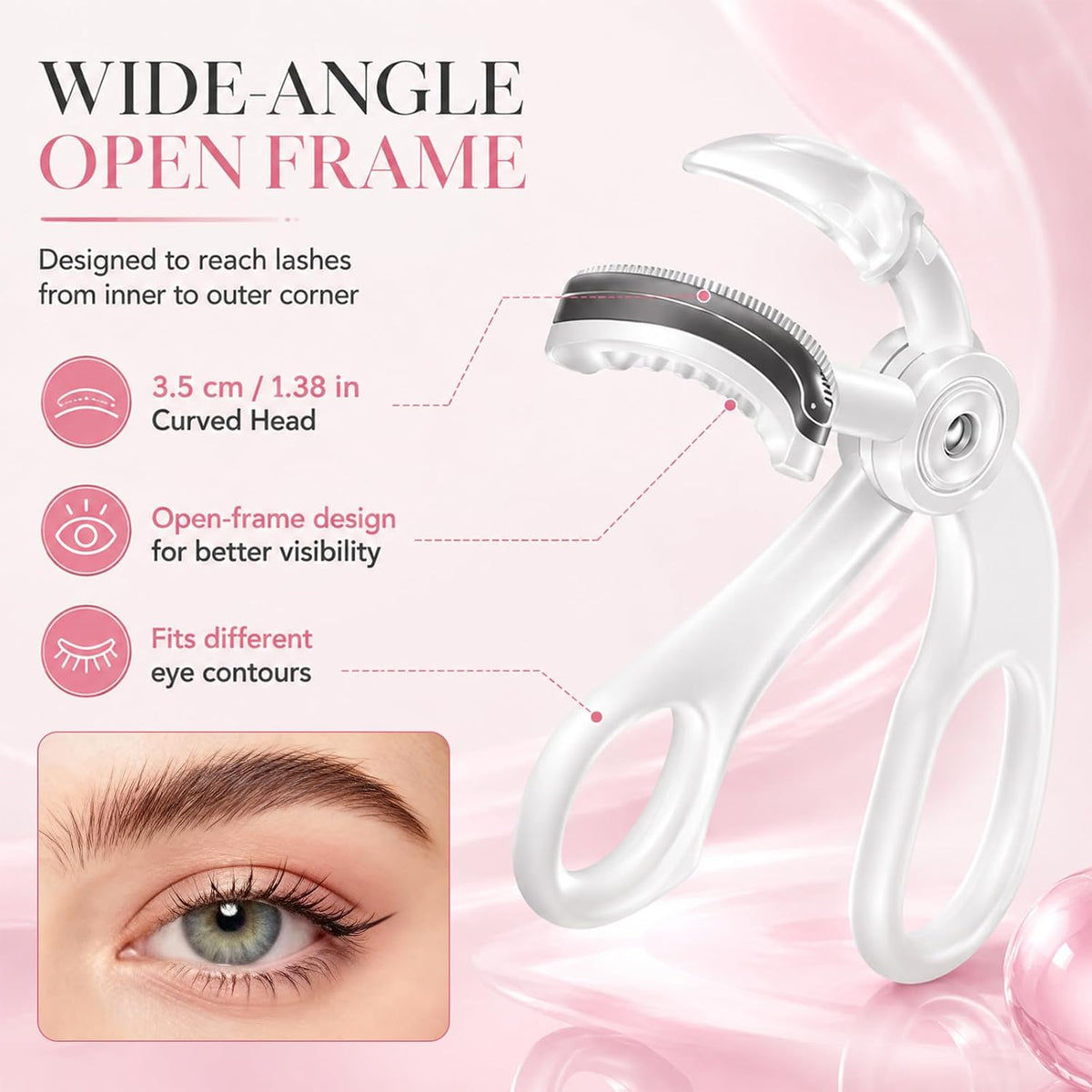 Wide-Angle Eyelash Curler with Comb Built-in, Eye Lash Curler 2PCS