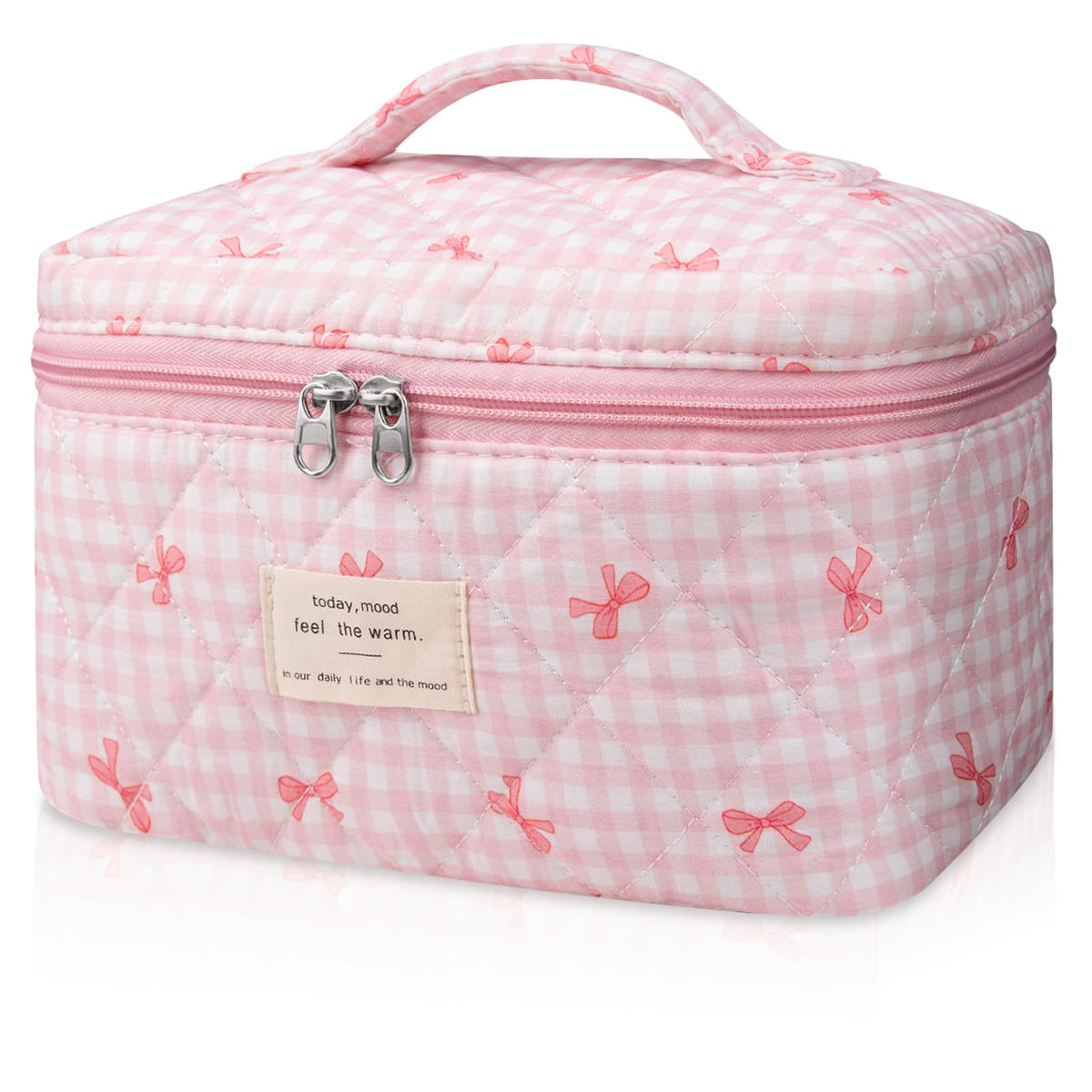 Gosect Large Makeup Bag, Cute Cosmetic Bag for Women Girls, Floral Coquette Aesthetic Toiletry Bag, Travel Make Up Organizer Bag (BDLH)