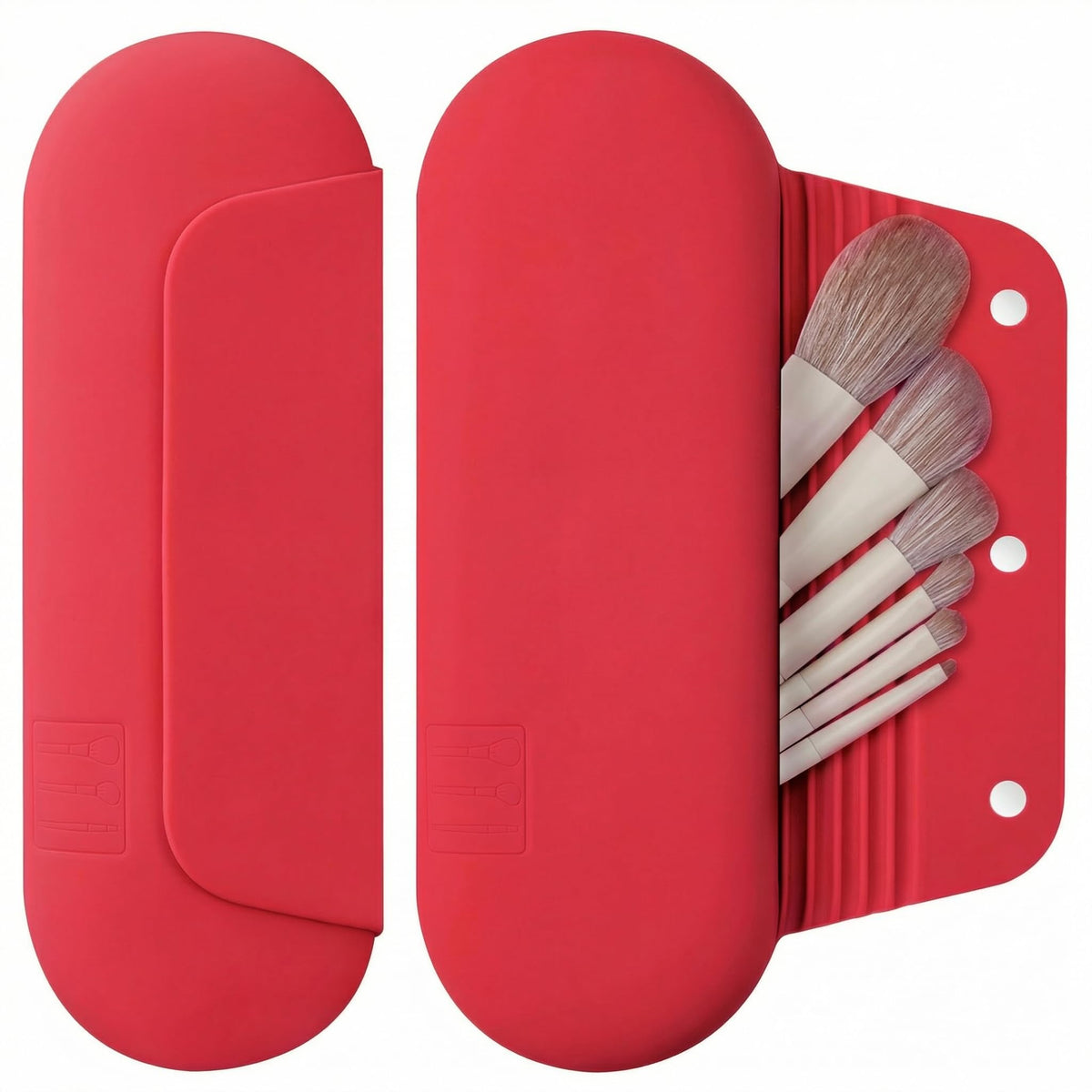AGIKET Soft Silicone Makeup Brush Holder Large Travel Portable Cosmetic Bag