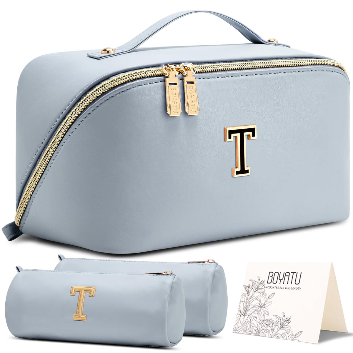 BOYATU Makeup Bag Gift for Women: 3-in-1 Travel Personalized Cosmetic Bag