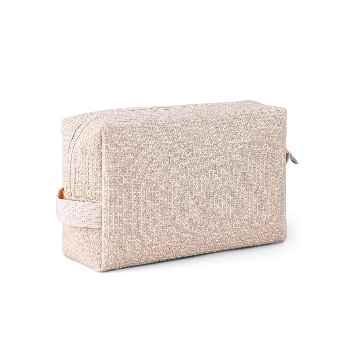 DYSHAYEN Small Waffle Makeup Bag for Travel, White