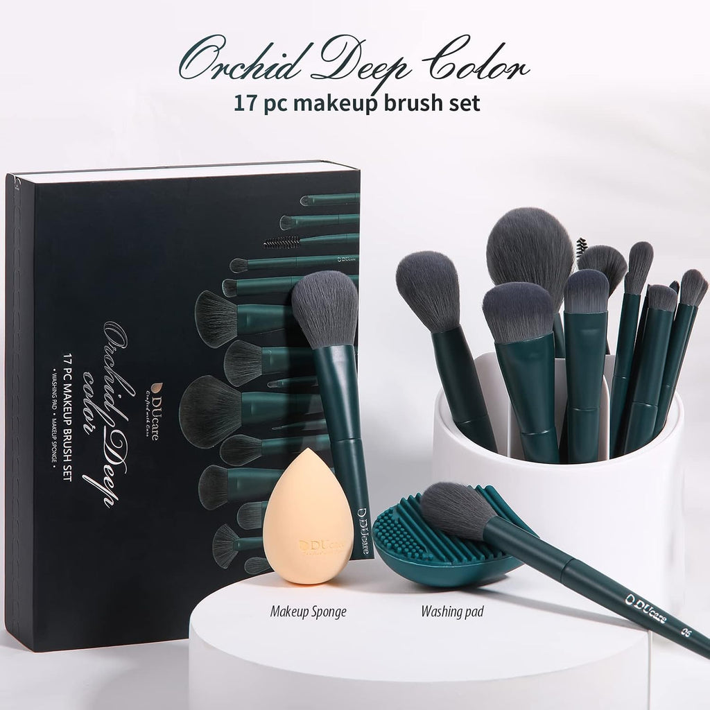 DUcare 19pcs Makeup Brush Set with Cleaning Mat Makeup Sponge