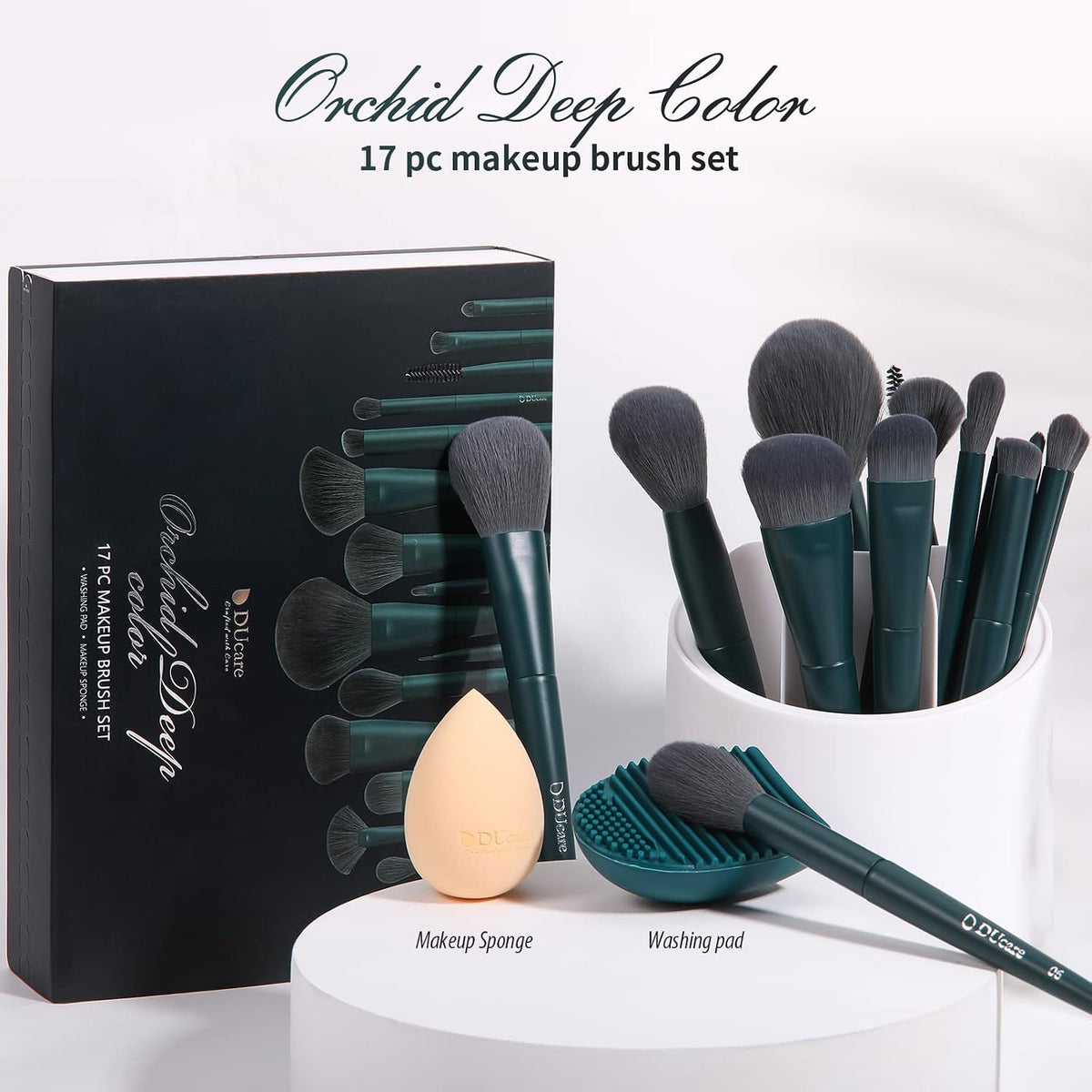 DUcare 19pcs Makeup Brush Set with Cleaning Mat Makeup Sponge