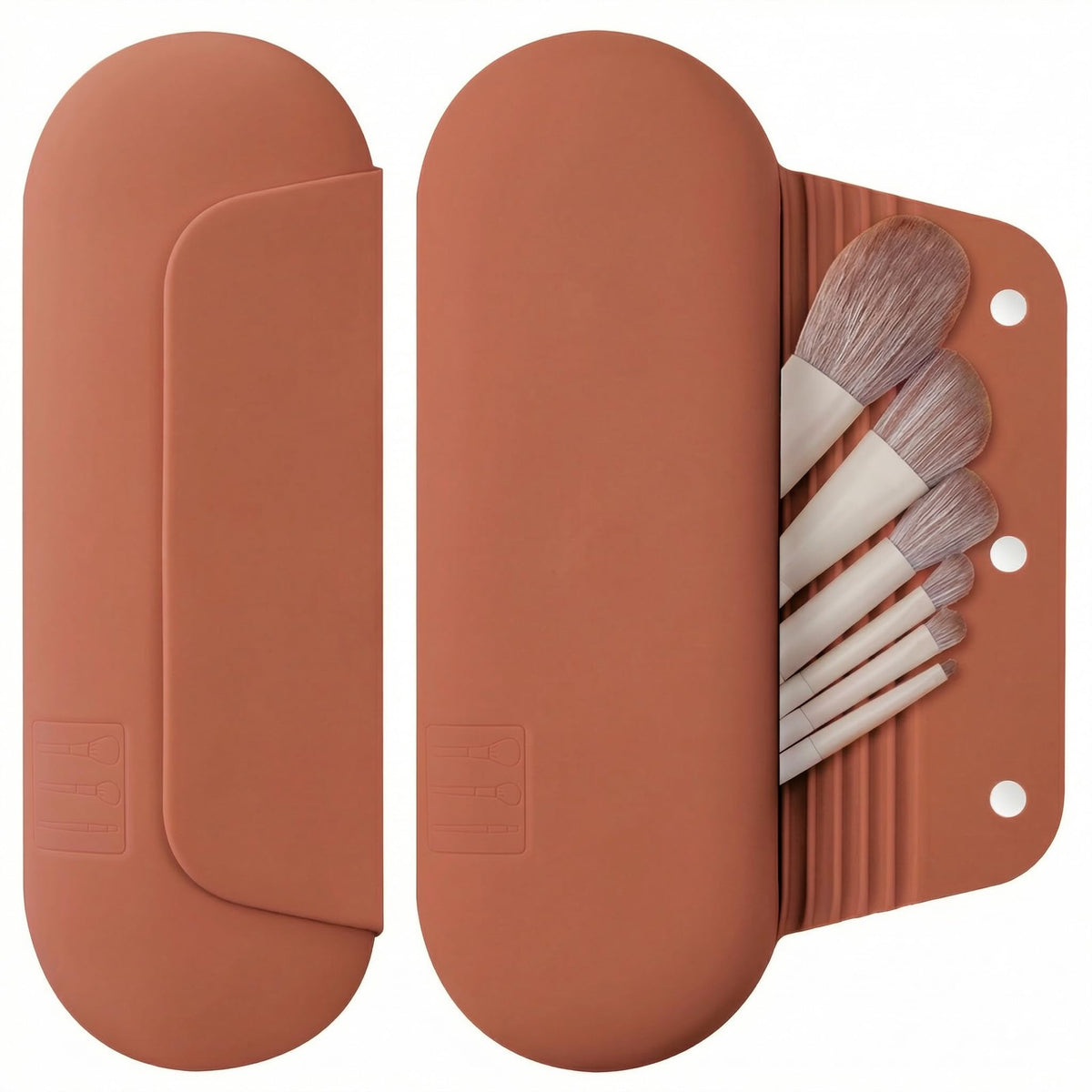 AGIKET Soft Silicone Makeup Brush Holder Large Travel Portable Cosmetic Bag
