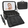 Chomeiu Makeup Bag with LED Mirror, Cosmetic Travel Bag for Women, Black