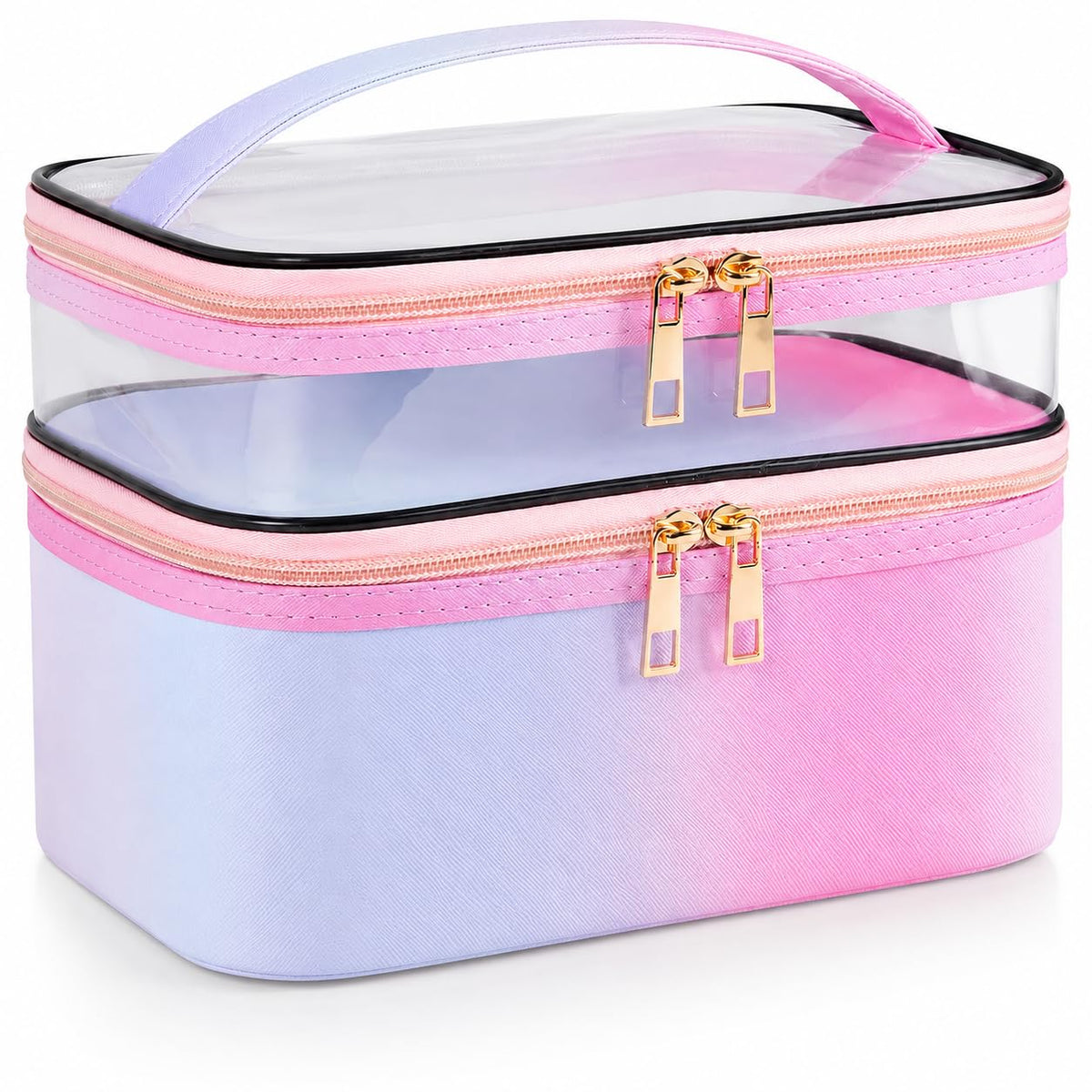 Double-layer Cosmetic Bag Makeup Bag Travel Makeup Bag Makeup Bags for Women Cosmetics Cases Portable Waterproof Foldable (Leopard)