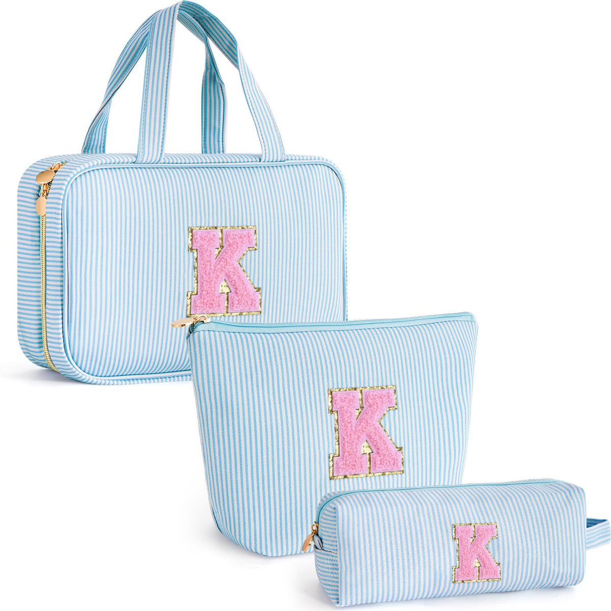 Gifts for Teen Girls Women - Personalized Toiletry Bag Initial Makeup Bag | Travel Cosmetic Bag | 8 9 10 11 12 13 14 15 16 Years Old Girl Gift Trendy Stuff - Blue A