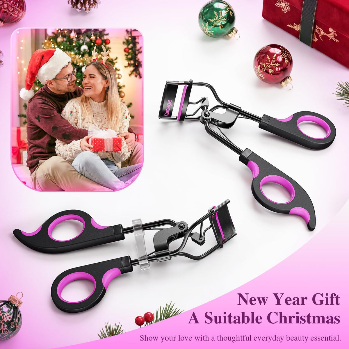 Kaasage Eyelash Curler with Pads, Achieve Perfect Curls in 5 Seconds