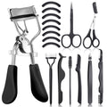 17 Pcs Eyelash Curlers Kit Lash Curler Eyelash Comb Seperator Extension Tweezers Eyebrow Brush Scissors False Eyelashes Applicator Eyebrow Trimmer Silicone Refills Pads for Women(Purple)