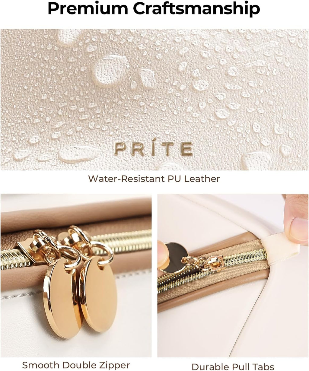 Prite Makeup Bag Travel Toiletry Bag Open Flat Cosmetic Organizer for Women