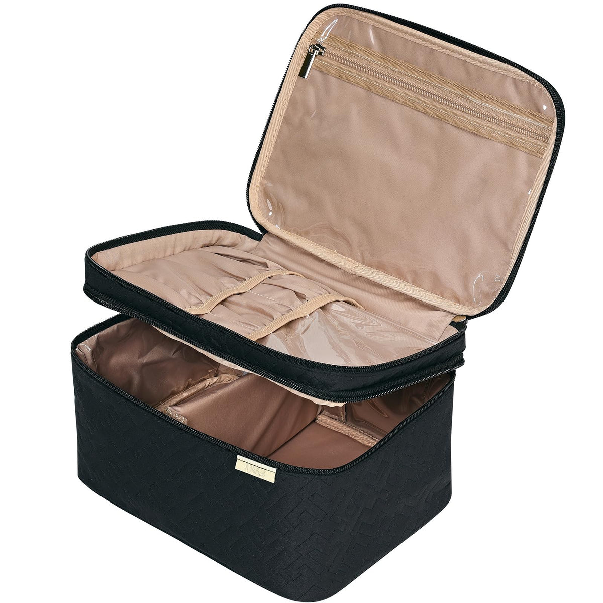 NISHEL Large Makeup Bag Organizer, Double Layer Cosmetic Travel Case