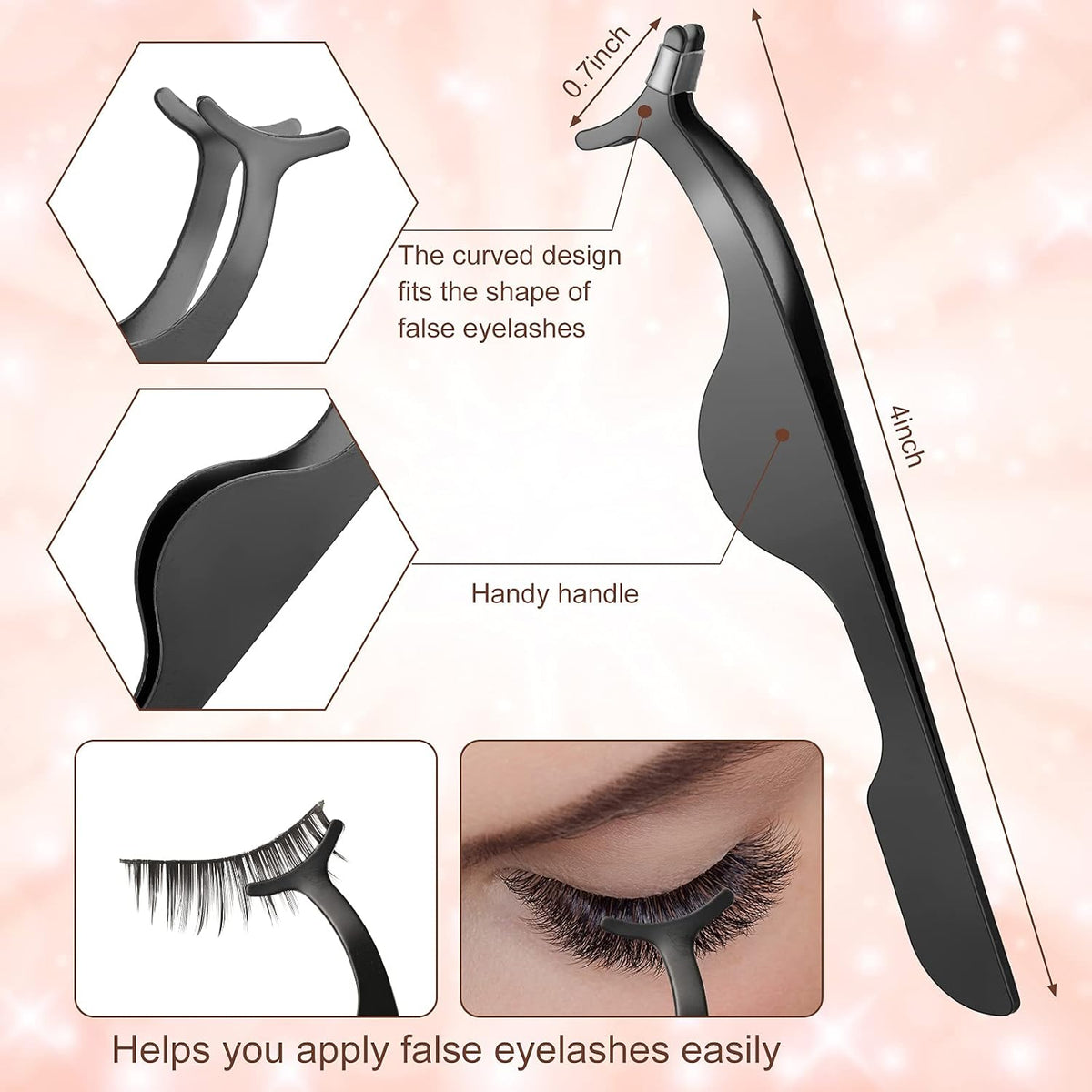 14 Pieces Eyelash Curler Kit Eyelash Comb Eyebrow Brush Tweezers False Eyelashes Applicator Tool Eyebrow Trimmer Silicone Refills Pads for Women(Black and Purple)
