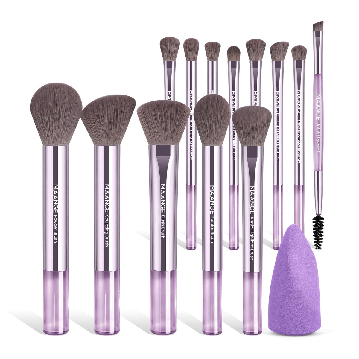 MAANGE 14-Piece Makeup Brush Set with Aluminum Ferrule- Premium Synthetic Makeup Brushes Kit Foundation Powder Brush Eye Shadow for Beginners & Professionals(Dark Coffe)