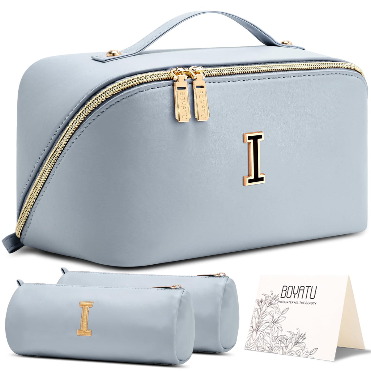BOYATU Makeup Bag Gift for Women: 3-in-1 Travel Personalized Cosmetic Bag