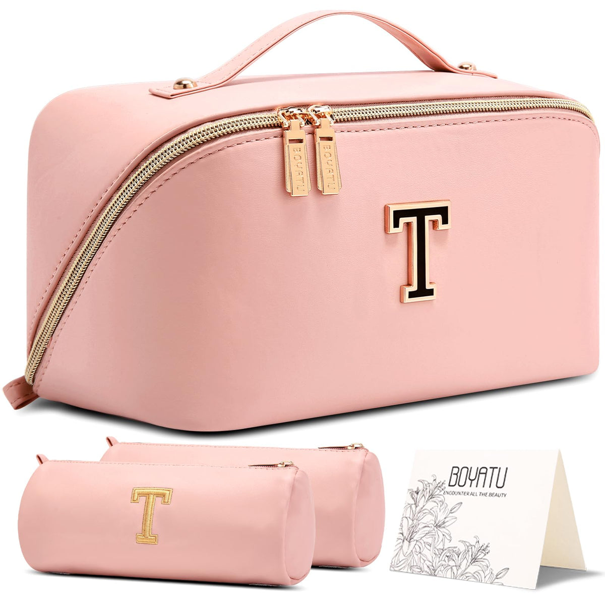 BOYATU Makeup Bag Gift for Women: 3-in-1 Travel Personalized Cosmetic Bag